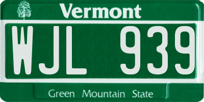 VT license plate WJL939