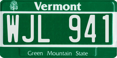 VT license plate WJL941