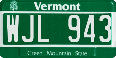 VT license plate WJL943