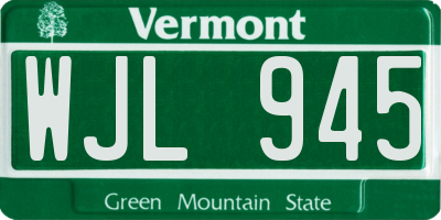 VT license plate WJL945