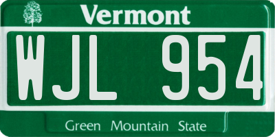 VT license plate WJL954