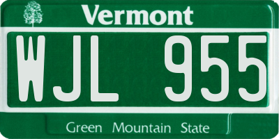 VT license plate WJL955