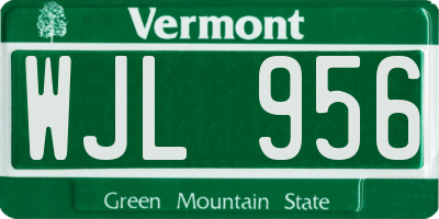 VT license plate WJL956