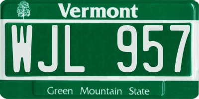 VT license plate WJL957