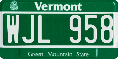 VT license plate WJL958