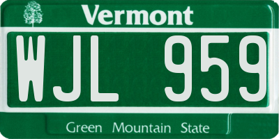 VT license plate WJL959