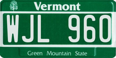 VT license plate WJL960
