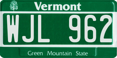 VT license plate WJL962