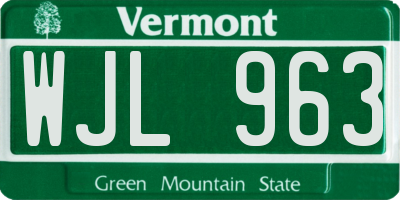 VT license plate WJL963