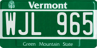 VT license plate WJL965