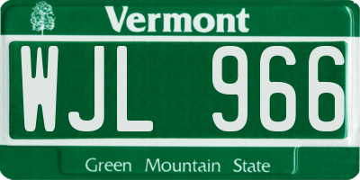 VT license plate WJL966