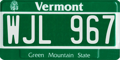 VT license plate WJL967