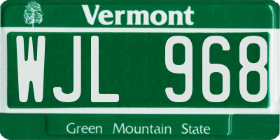 VT license plate WJL968