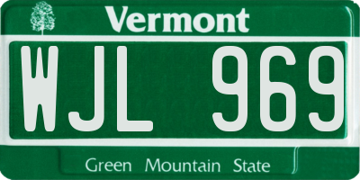 VT license plate WJL969
