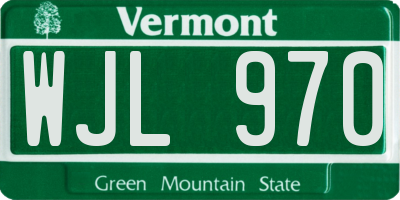 VT license plate WJL970