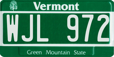 VT license plate WJL972