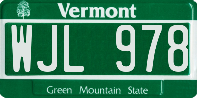 VT license plate WJL978