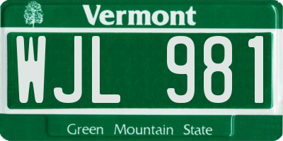 VT license plate WJL981
