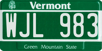 VT license plate WJL983