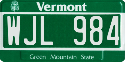 VT license plate WJL984