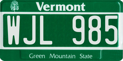 VT license plate WJL985
