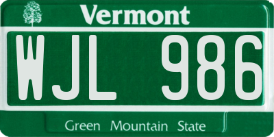 VT license plate WJL986