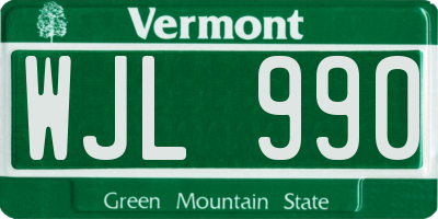 VT license plate WJL990