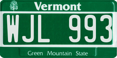 VT license plate WJL993