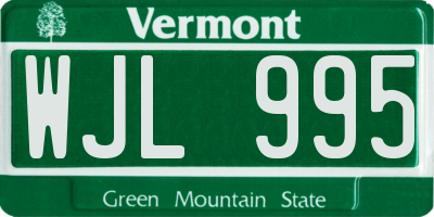 VT license plate WJL995