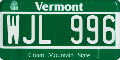 VT license plate WJL996