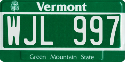 VT license plate WJL997