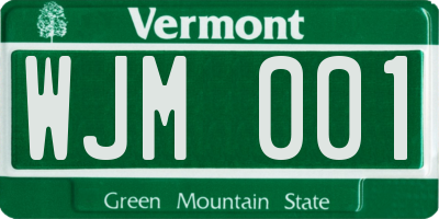 VT license plate WJM001