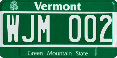 VT license plate WJM002