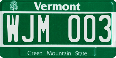 VT license plate WJM003