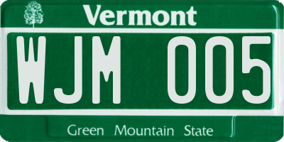 VT license plate WJM005