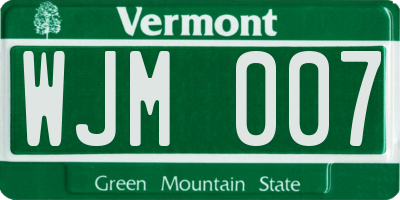 VT license plate WJM007