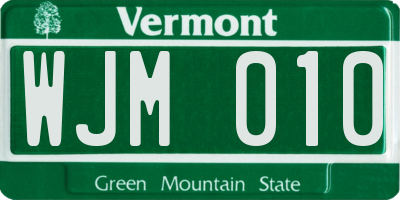 VT license plate WJM010