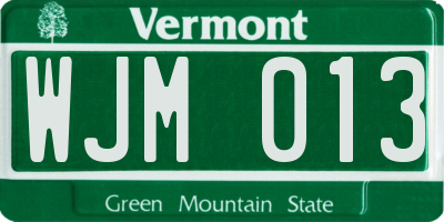 VT license plate WJM013