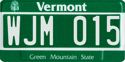 VT license plate WJM015