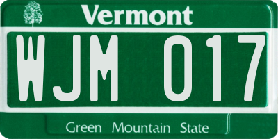 VT license plate WJM017