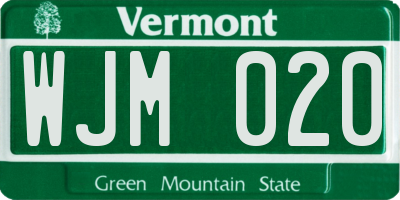 VT license plate WJM020