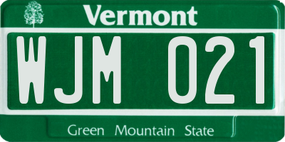 VT license plate WJM021