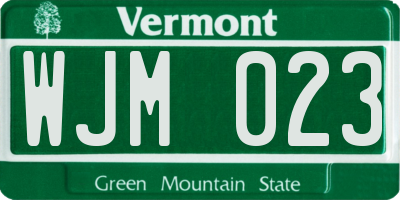 VT license plate WJM023