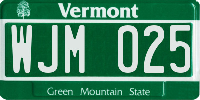 VT license plate WJM025
