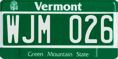 VT license plate WJM026