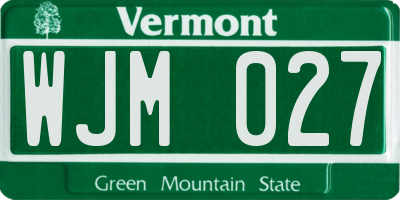 VT license plate WJM027