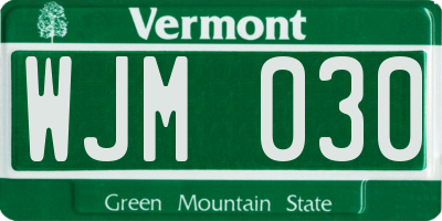 VT license plate WJM030