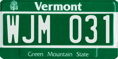 VT license plate WJM031
