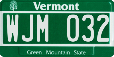VT license plate WJM032