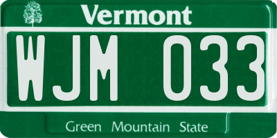 VT license plate WJM033